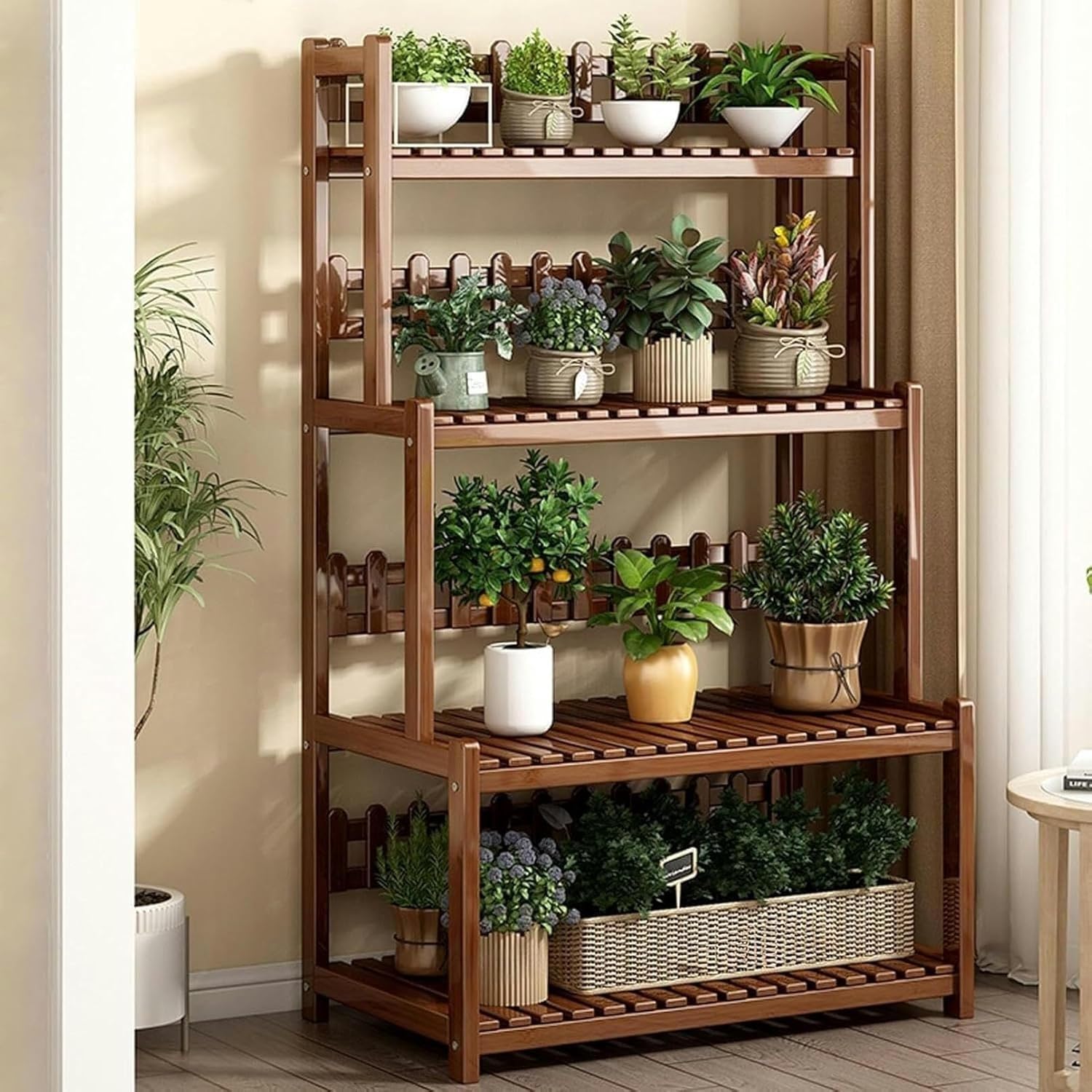 Banc de rempotage extérieur bambou étagère pour plantation jardin