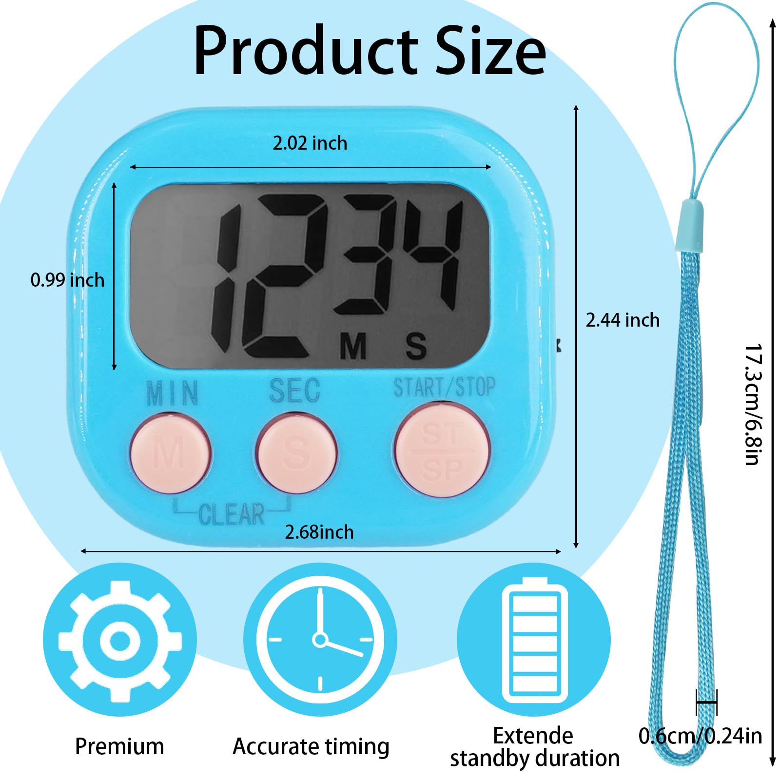 32 piccoli timer digitali da cucina con cifre grandi, timer magnetico, conto alla rovescia, cronometro, allarme forte, batteria non inclusa, per giochi sportivi, ufficio, cottura (8 colori)