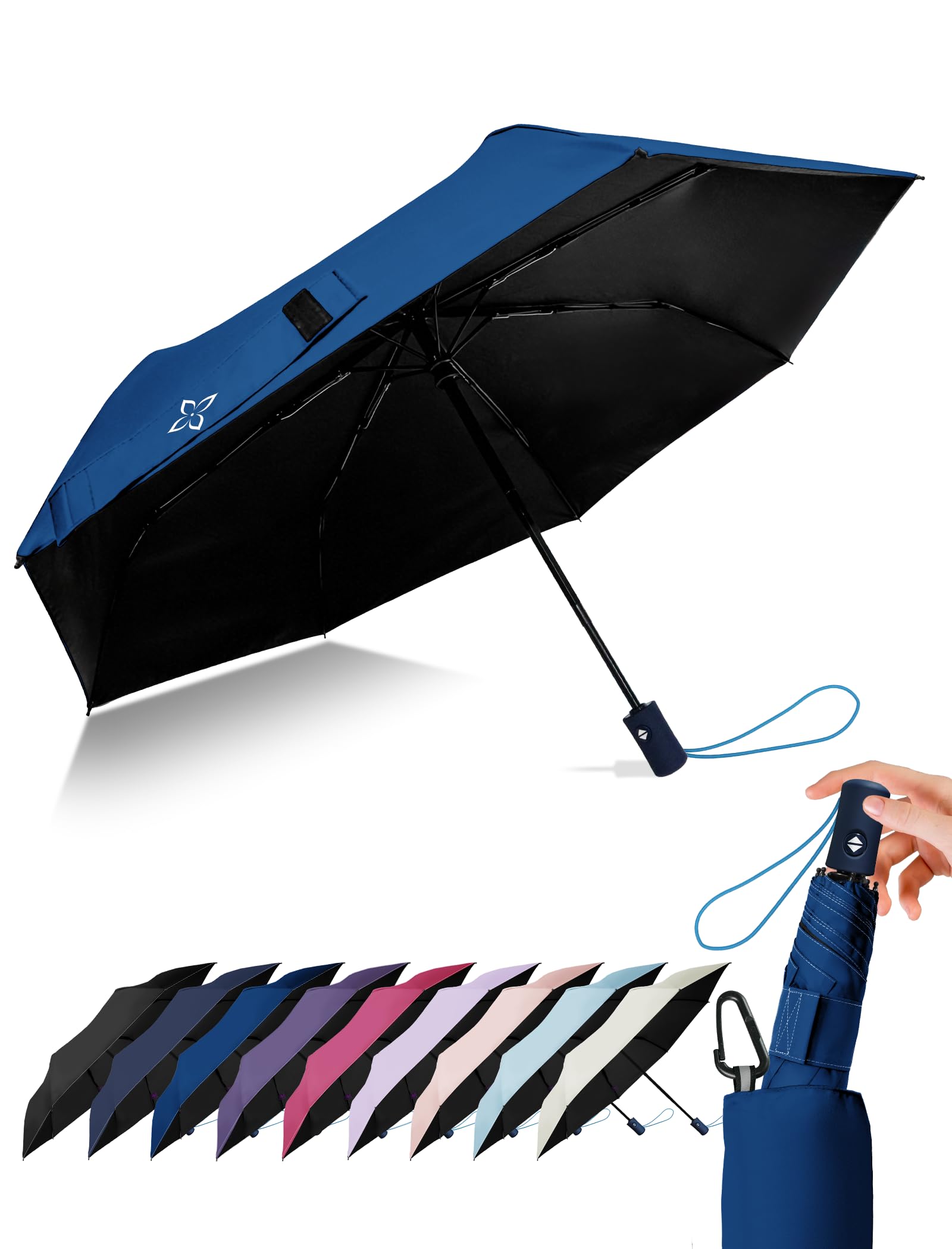 LILAC Winddichter Reise-Regenschirm - 110 cm kompakter Klappschirm, verstärkter robuster Rahmen, leicht tragbarer Sonnenschirm mit UPF 100+ UV-Schutz, unverzichtbar für Reiseausflüge
