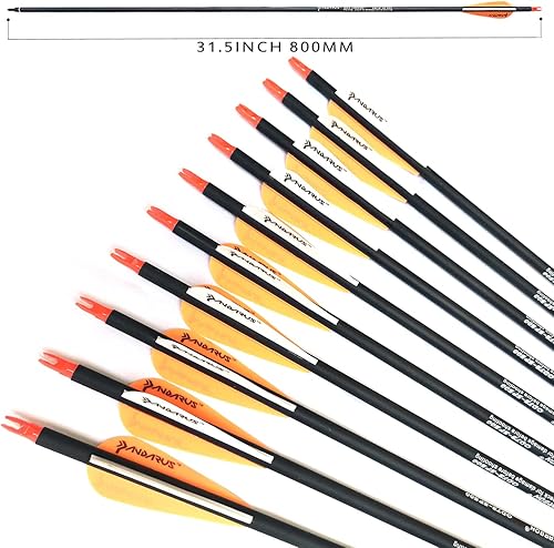 Miniatura 10 de Flechas de caza con tiro con arco de carbono de 30/32/28 pulgadas con extraíble para jóvenes compuesto y objetivo de arco recurvo (paquete de 12)
