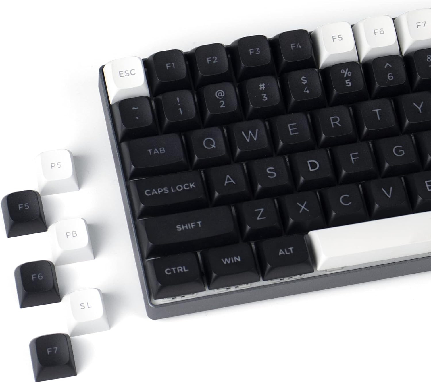 XVX Black and White Keycaps, WOB Keycaps Style 189 Keys Double Shot PBT Custom Keycap Set