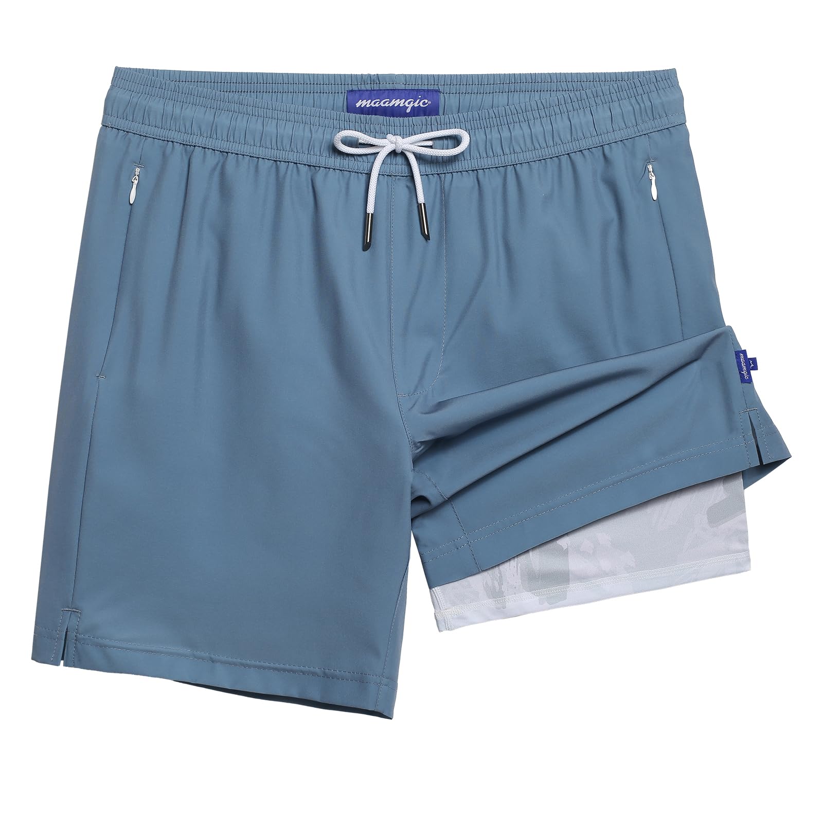 maamgic 2 in 1 Mens Swim Trunks 7 Inch Swim Shorts Swim Suits Board Shorts