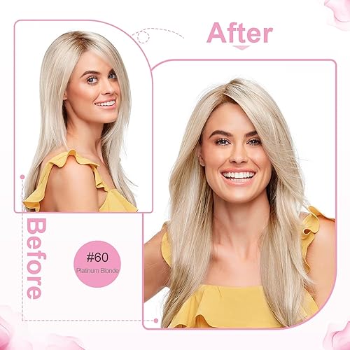 Miniatura 6 de Evala Extensiones de cabello humano con cinta adhesiva, extensiones de cabello humano rubio platino 60, extensiones de cabello Remy con cinta