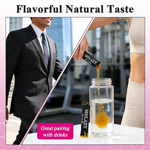 Miniatura 7 de Palitos de miel Shilajit - Miel pura con mineral del Himalaya sabor profundo, terroso y aromático Pajitas de miel portátiles, empaquetadas