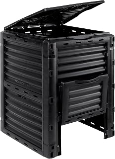 Garden Composter Bin 80/120 Gallon- Large Capacity Outdoor Compost Bin w/Top Lid,Bottom Door, Fast Creation of Fertile Soil,Black (Black, 80 Gallon)