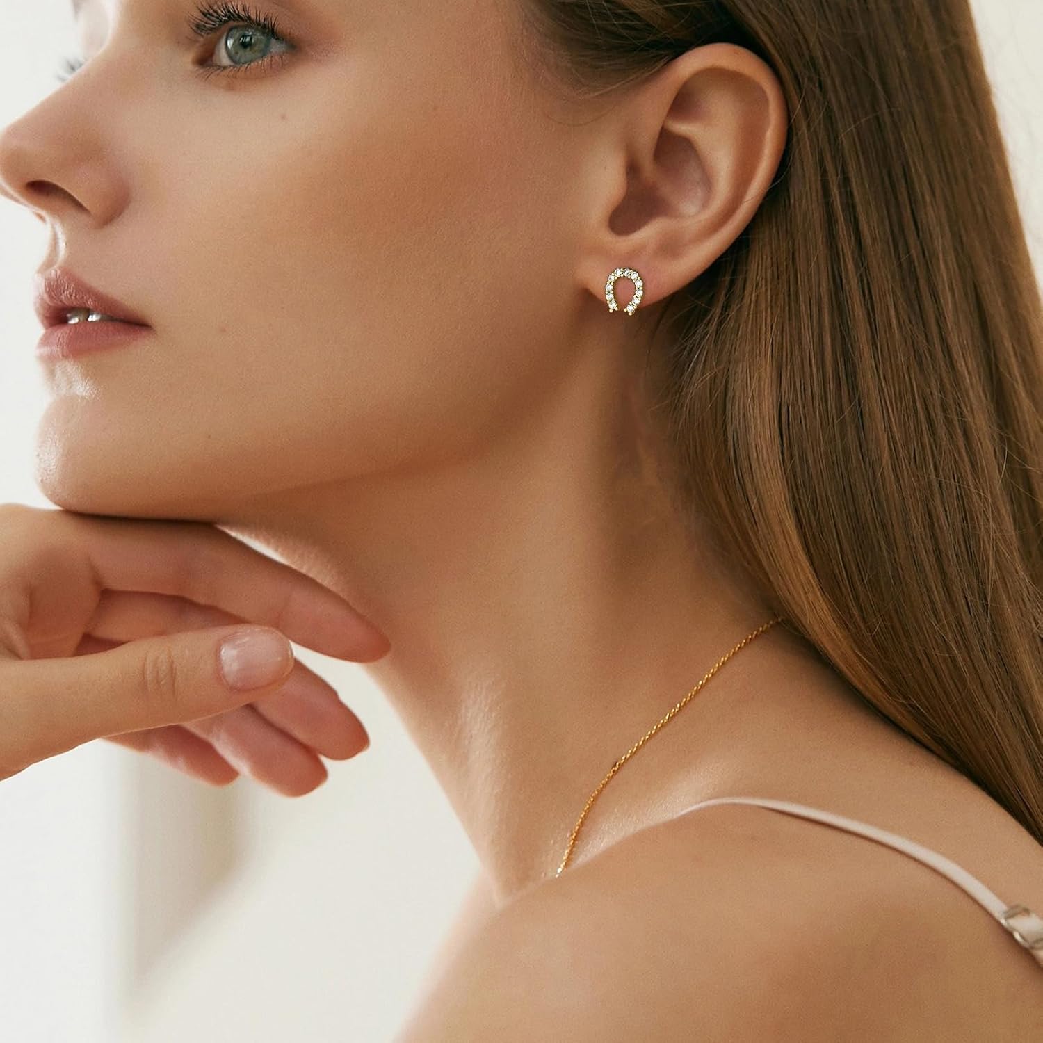18K Gold Plated Horseshoe Earrings for Women S925 Sterling Silver Hypoallergenic Small CZ Studs, Dainty Horse Shoe Earrings Women with 2.0μm Plating, Lucky Equestrian Jewelry Gifts for Birthday Graduation Sensitive Ears - Image 7