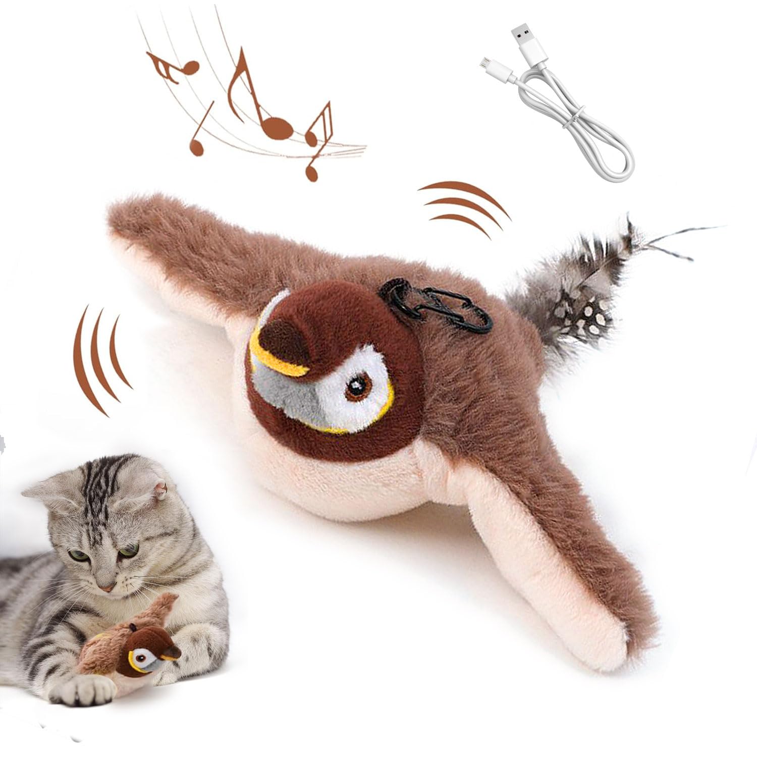 Amazon | 猫 おもちゃ 鳥 猫用おもちゃ ぬいぐるみ玩具 ピョンピョン
