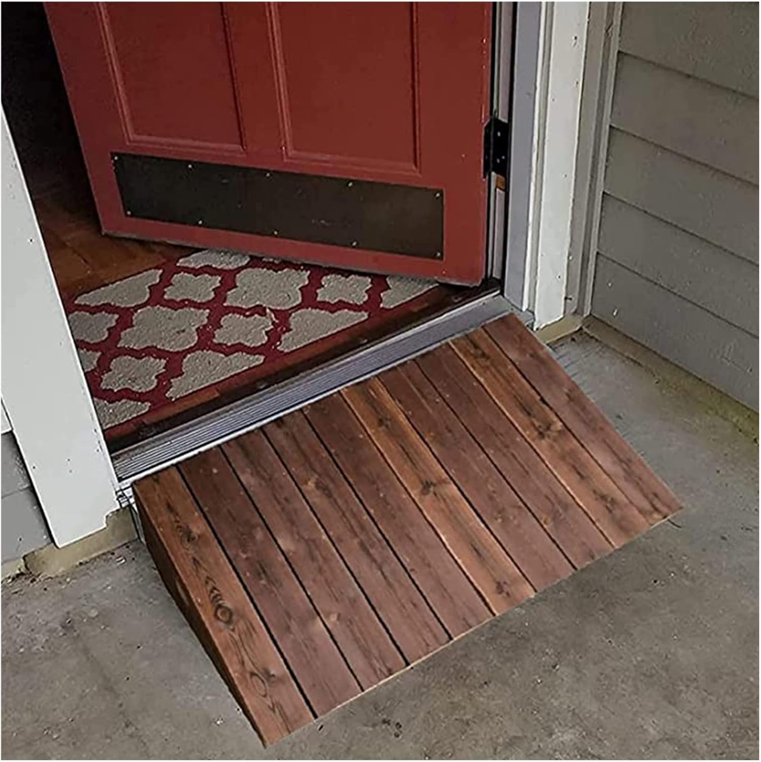 Doorway Threshold Ramps, Wooden Entryway Ramps for Home/Front Doors, 4/7/8/10 Inch Height Anti-Slip Wheelchair Ramps for Elderly (Size: 60x70x18cm/23.6x27.6x7inch)