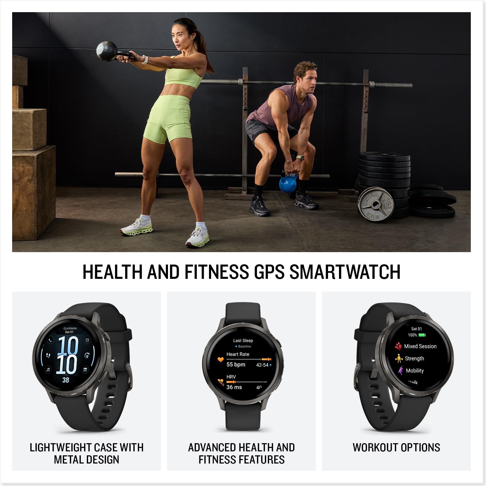 Garmin Venu 4, 41mm, Smartwatch per il fitness, Display AMOLED 1,2", Speaker e Microfono, Comandi Vocali, GPS Multi-band, Torcia, 80+ App per lo Sport, Autonomia 10 giorni (Black & Slate)