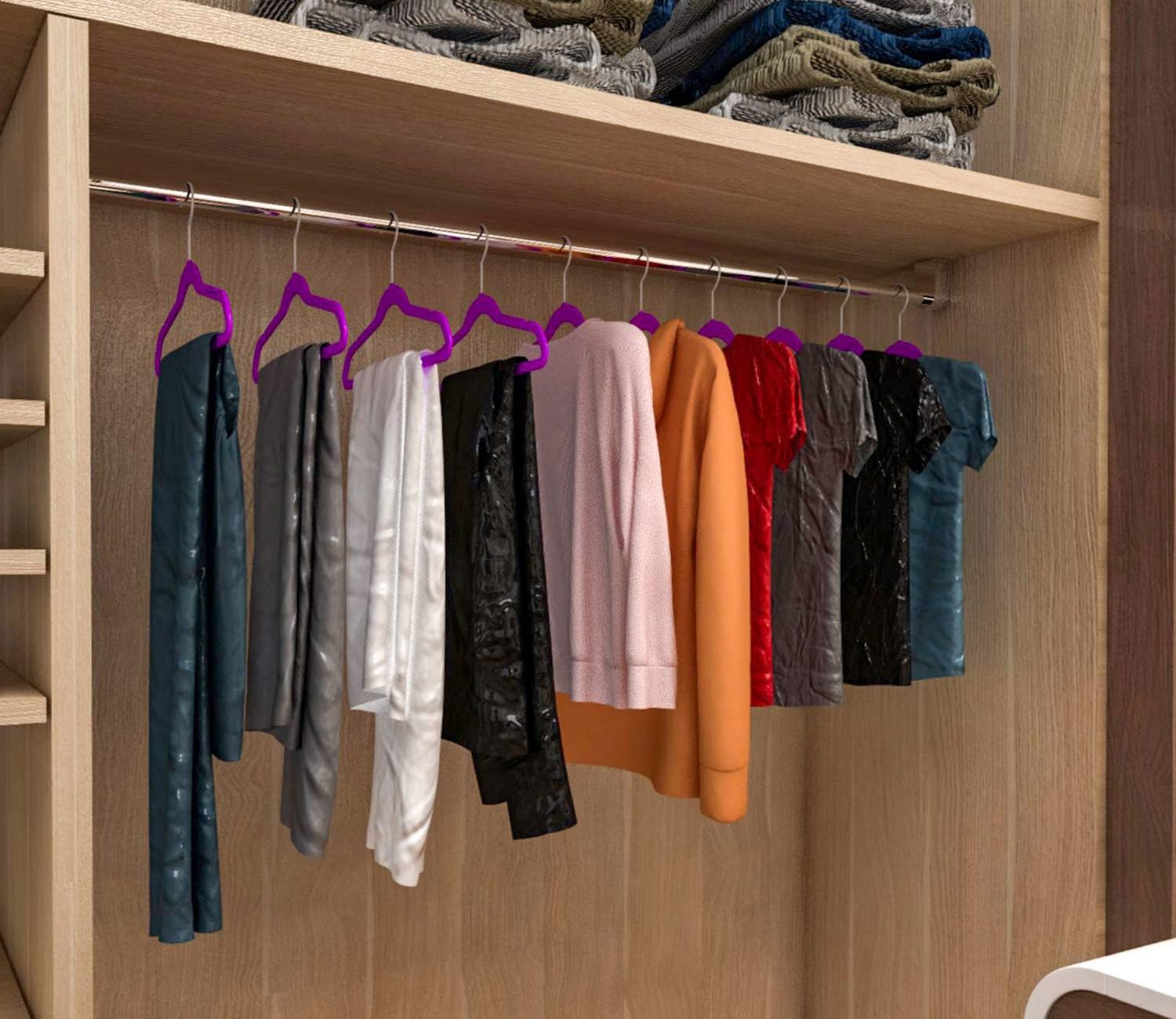❤ Crazy Deals TQVAI 50 Pack Kid Velvet Clothes Hangers Non Slip Space Saver, Purple Buy 1 get 1 TQVAI 50 Pack Kid Velvet Clothes Hangers Non Slip Space Saver, Purple