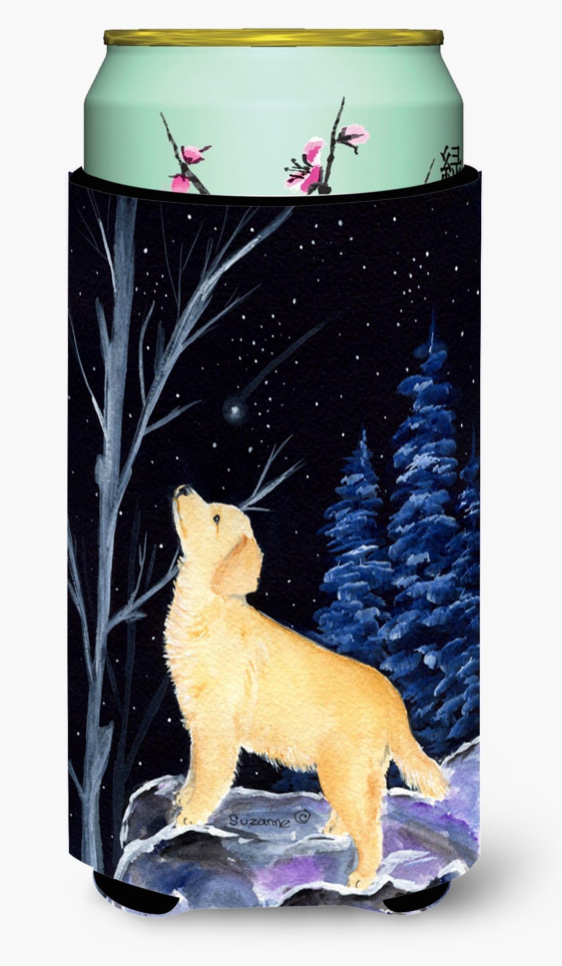 SS8392TBC Starry Night Golden Retriever Tall Boy Hugger Can Cooler Sleeve Hugger Machine Washable Drink Sleeve Hugger Collapsible Insulator Beverage Insulated Holder