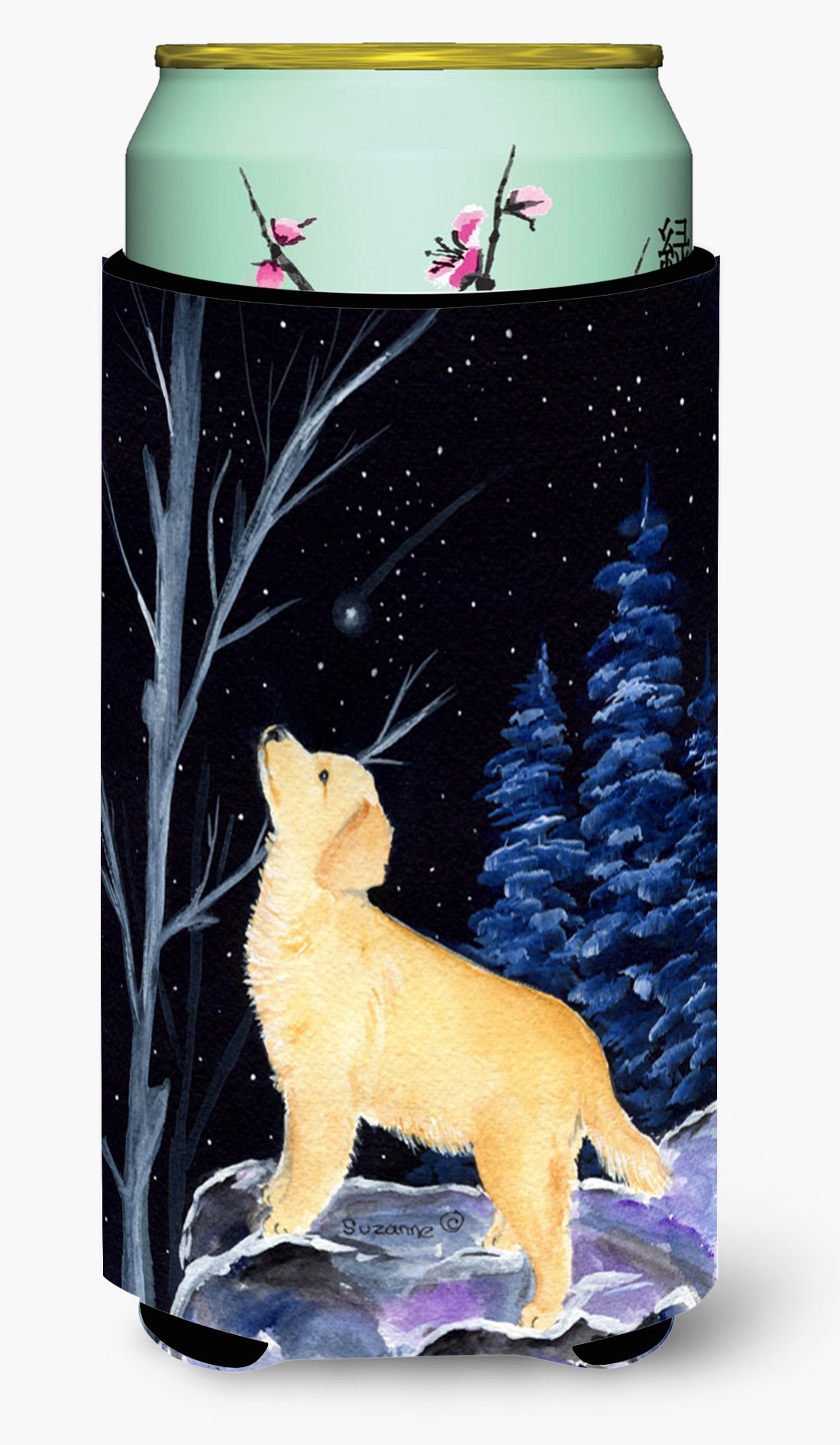 Caroline's Treasures SS8392TBC Starry Night Golden Retriever Tall Boy Hugger Can Cooler Sleeve Hugger Machine Washable Drink Sleeve Hugger Collapsible Insulator Beverage Insulated Holder