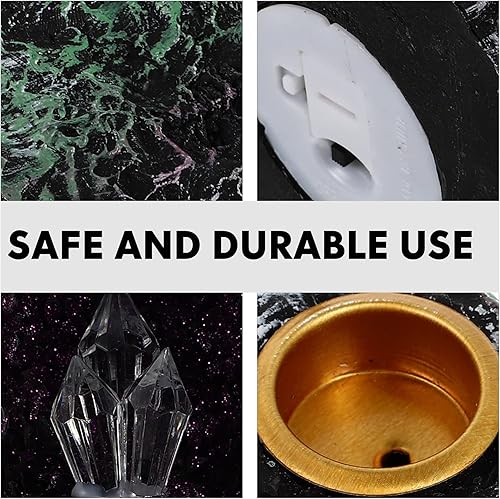 Miniatura 9 de Hemoton Quemador de incienso LED de reflujo de cristal, cueva de cristal, soporte de incienso de cascada, adornos de resina, aroma, luz nocturna