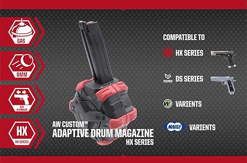 Miniatura 6 de Evike Cargador de tambor de Airsoft adaptativo personalizado AW para pistolas y rifles GBB Airsoft (Tipo TM Hi-Capa)