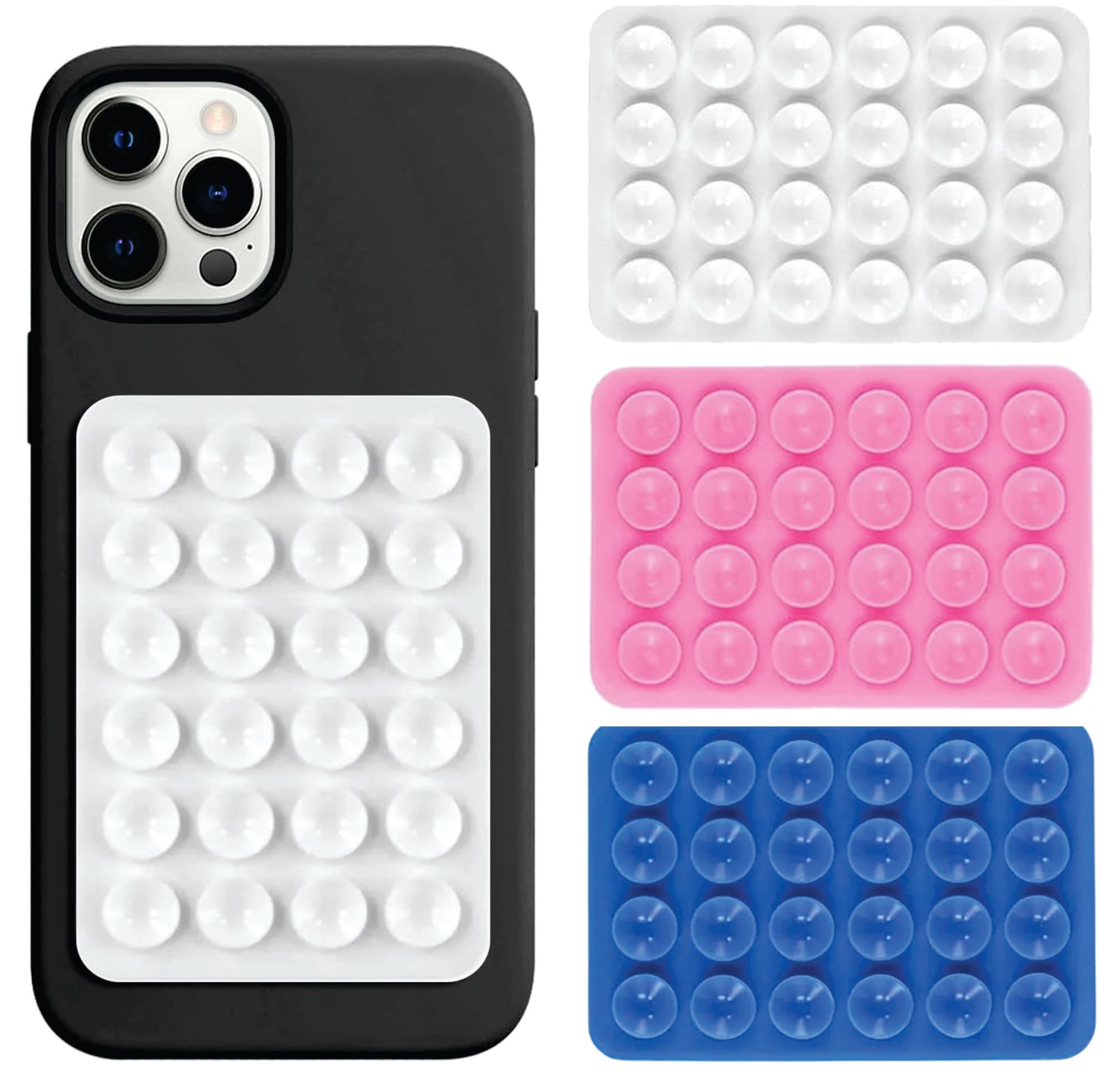THYNOX Phone Holder Suction Phone Case (Pack of 3) Anti-Slip Silicone Back Cover, Multipurpose Hands-Free Sticky Pads for Phone Adhesive Mount for Selfies Videos Mirror (Blue, Green, Red)-image-9