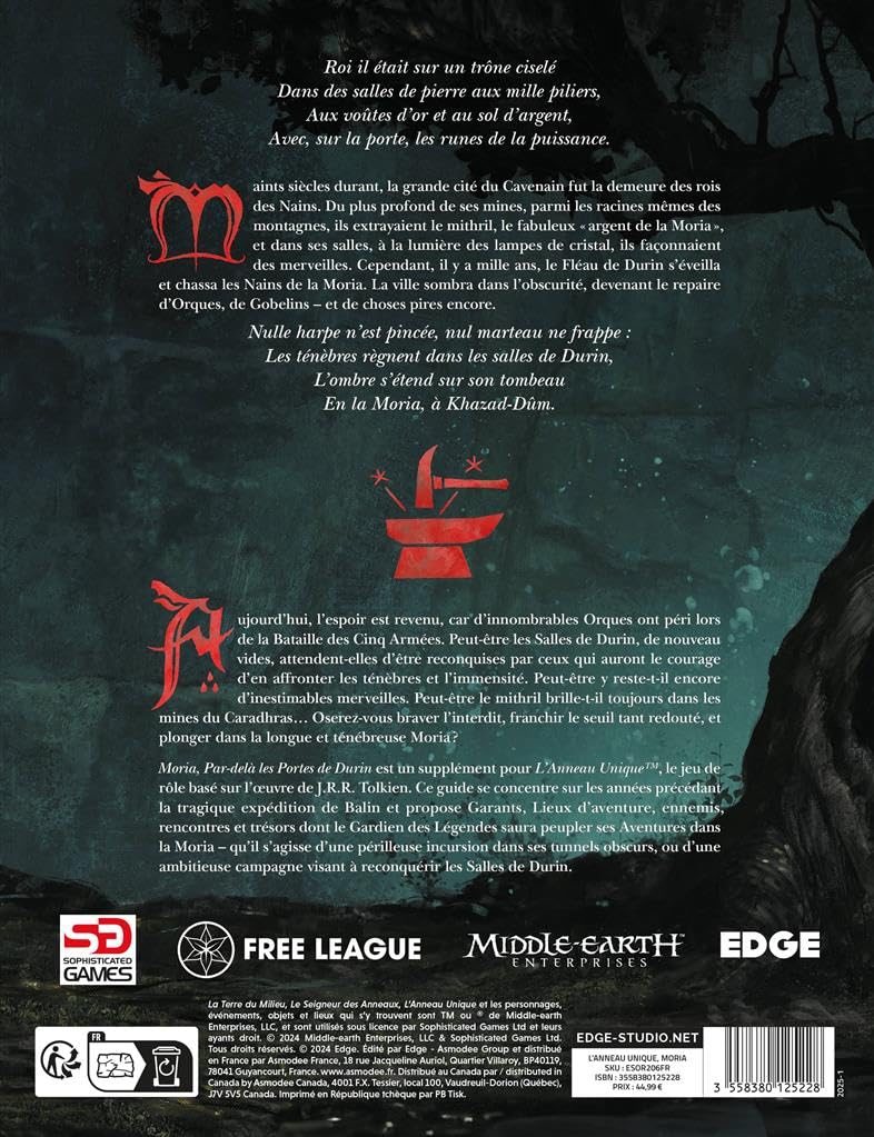 Edge Studio l'anneau Unique - Moria, par delà Les Portes de Durin - Jeu de Rôle