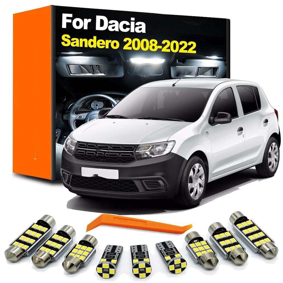 Kit de luz LED Interior de Techo para Lectura de mapas, para Dacia Sandero 1 2 MK1 MK2 2008-2017 2018 2019 2020 2021 2022 Accesorios