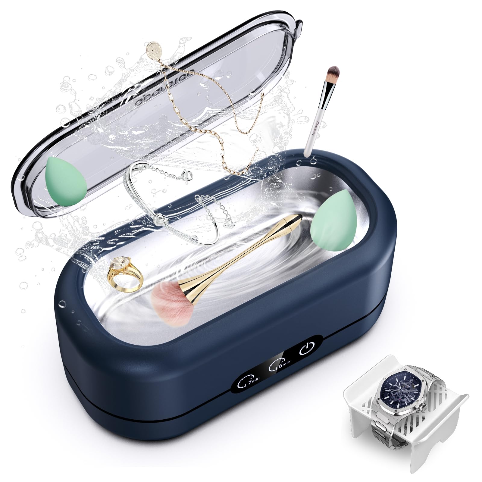 Ultraschallreinigungsgerät Brille, 48000Hz Ultraschallgerät mit 2 Zeiteinstellungen, 350ML Professioneller Ultraschallreiniger für Schmuck, Brillen, Uhren, Silber, Ringe, Halsketten, Rasierer-b4