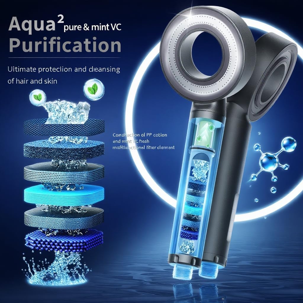 Handheld Shower Head with Filter - Lavender Scent Cartridge, High Pressure, Vitamin C & Chlorine Removal, Water Efficient, Anti-Rust ABS, CEC DOE Certified, Easy Install