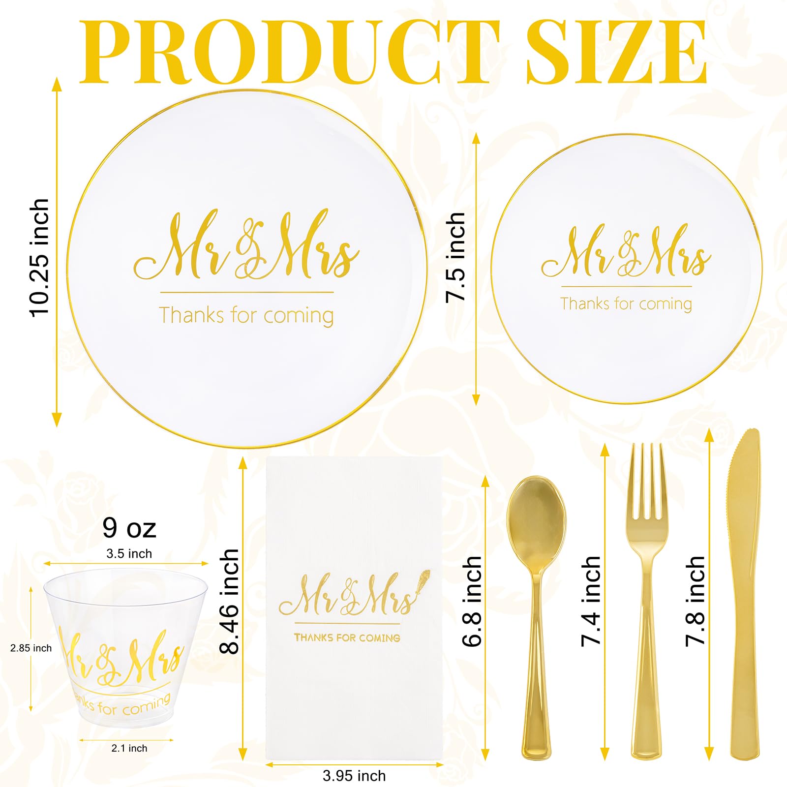 Gold Wedding Plates & Napkins - 175 Pcs -4