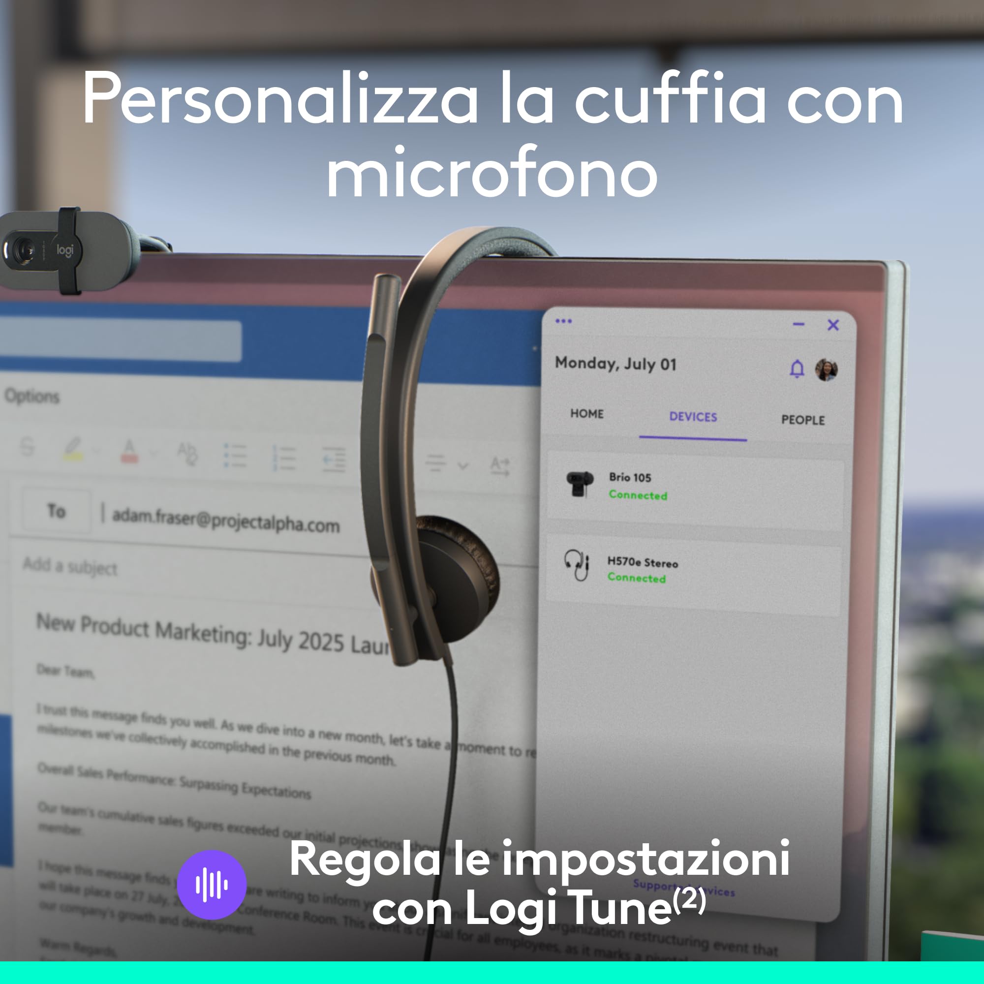 Logitech H570e cuffia con microfono per PC e Mac, cuffia con microfono cablata USB-C con audio stereo, microfoni con cancellazione del rumore, controlli sul cavo, certificata per Microsoft Teams, nera