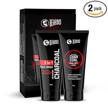 Beardo Charcoal Facewash, 50ml & Peel Off Mask, 50g| For Deep Pore Cleaning and Removes Dirt | Face Mask for Glowing Skin | Gift Hamper for Men | Rakhi Gift for Brother