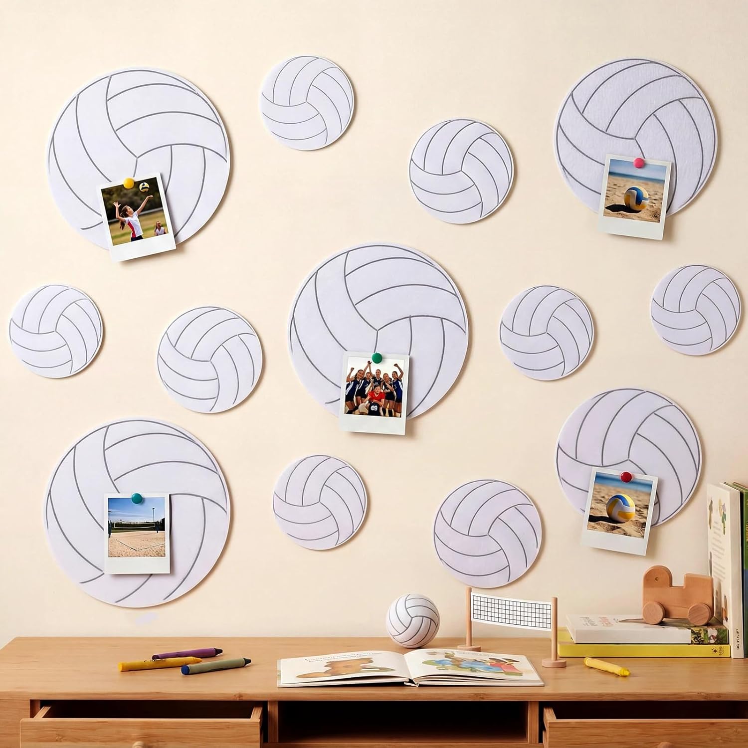 Breling 12 Pcs Volleyball Felt Wall Decor Volleyball Bulletin Board for Nursery & Boy Room, 3 Size Felt Wall Art for Back to School Gift Bedroom Home Party Birthday Baby Shower Classroom Decoration