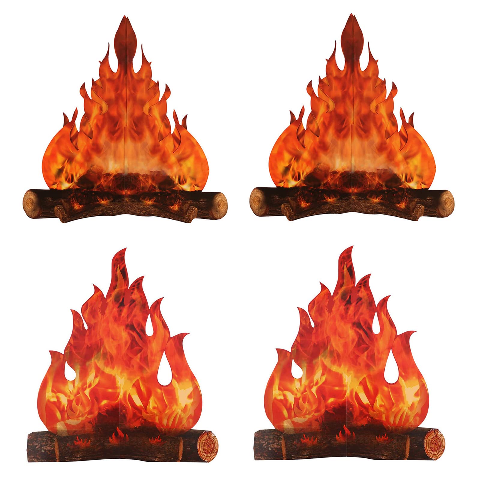 4 Pezzi Falso Fiamma Carta Partito Decorativo, 3D Decorativo Campfire, Artificiale Finta Fiamma, per Falò Decorazione, Decorazione Campeggio, Oggetti Scena