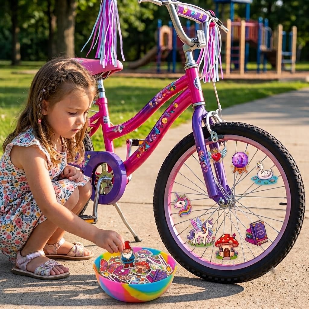 36 Pcs Kids Bike Wheel Clip-on Spoke Decorations, Fun Dino and Unicorn Theme