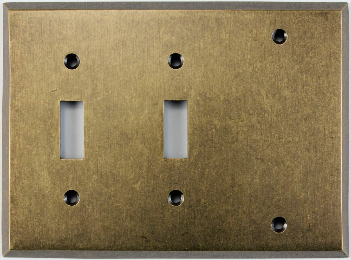 Aged Antique Brass 3 Gang Combo Wall Plate - 2 Toggle Switch 1 Blank