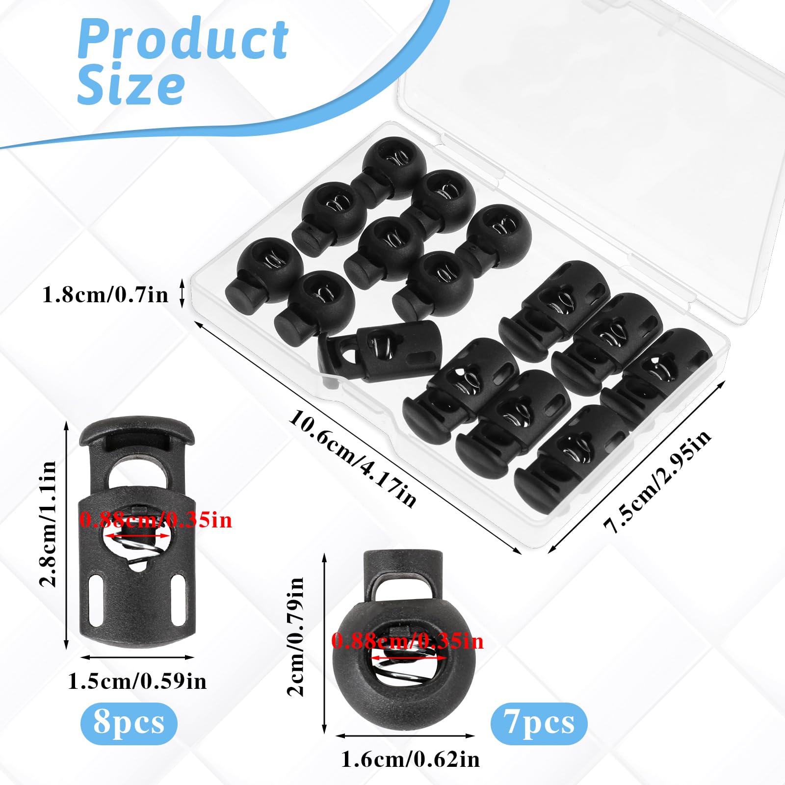 FineGood Lot De 20 Verrous De Cordon En Plastique, 10 Pièces à Double Trou, 10 Pièces à Double Trou – Noir