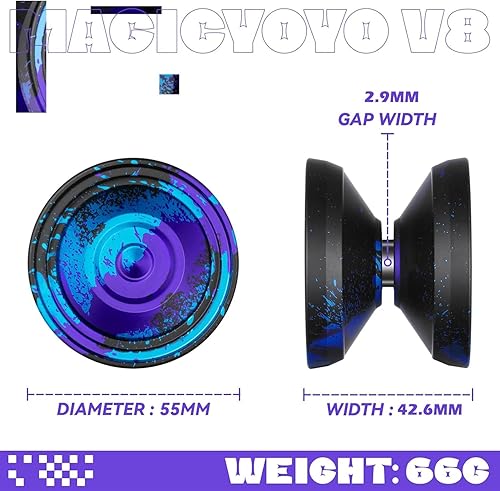 Miniatura 4 de MAGICYOYO V8 - Yoyo sensible para niños principiantes con guante de yoyo, 6 cuerdas de yoyo (negro, azul y morado)