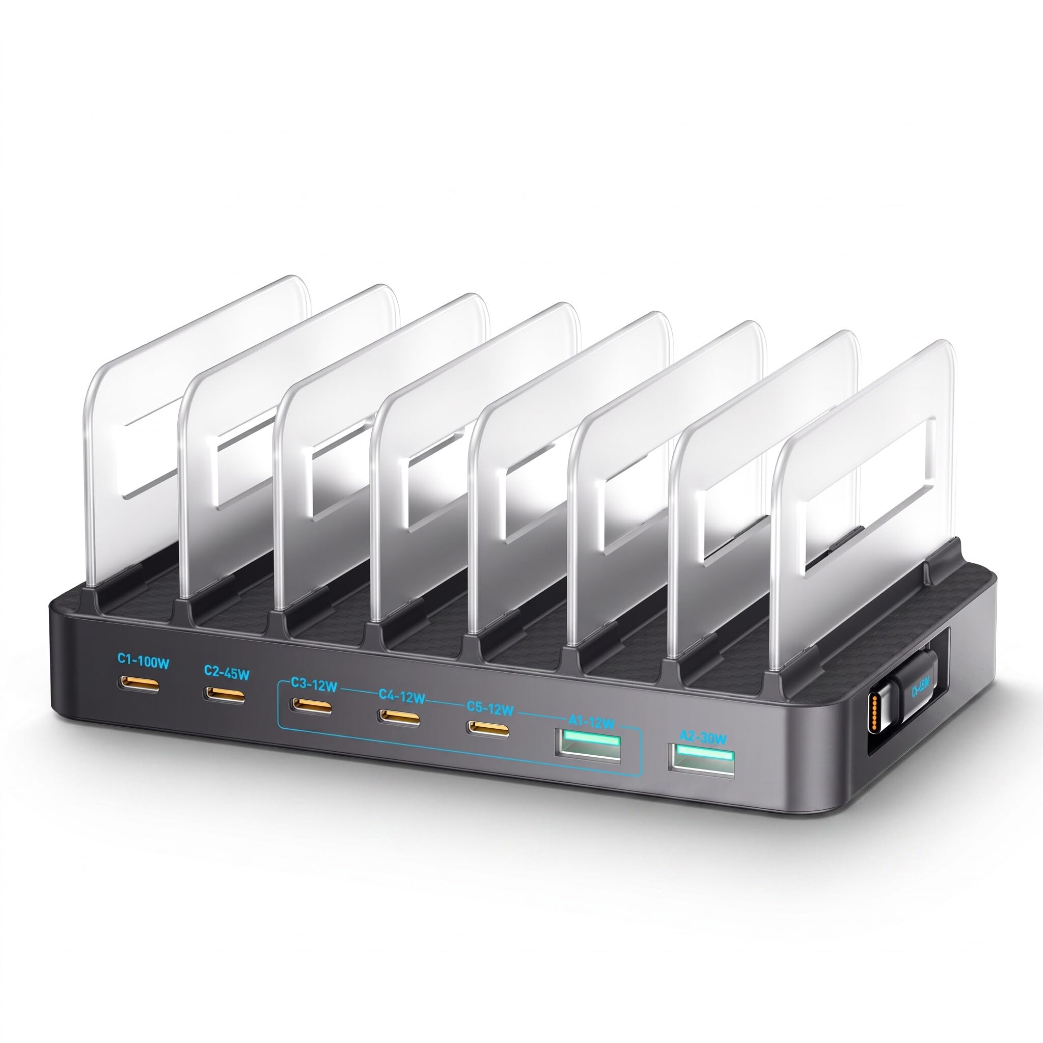 Dpofirs Stazione di Ricarica 288W, Caricatore USB a 8 Porte per Dispositivi Multipli, 8 Porte, for Casa Ufficio Scrivania (Spina europea)