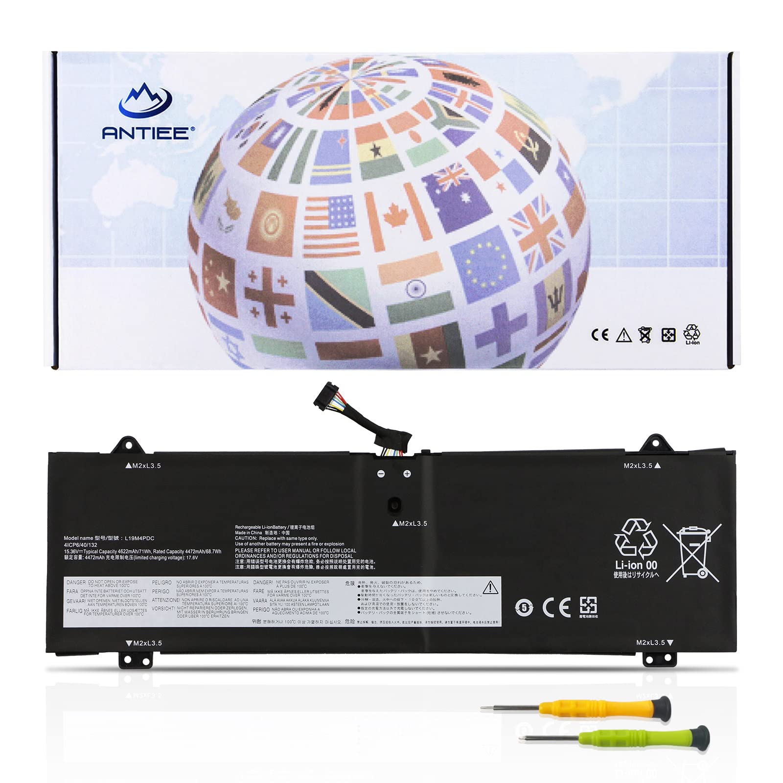 ANTIEE 71Wh L19M4PDC L19C4PDC Laptop Akku für Le-novo Yoga 7i 2020 2021 2022 7-14ITL5 7-15ITL5 7-14ACN6 7-14ARB7 2-in-1 Series Battery L19L4PDC 5B10Z26482 5B10Z26485 5B10Z26479 15.36V