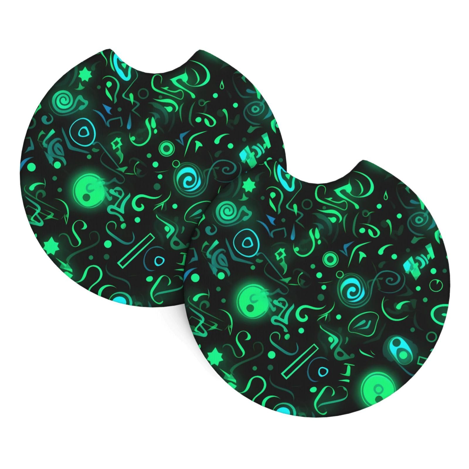 Glow in The Dark Printed Two Sets of Anti Slip and Waterproof Beverage mats for General Purpose car Coasters