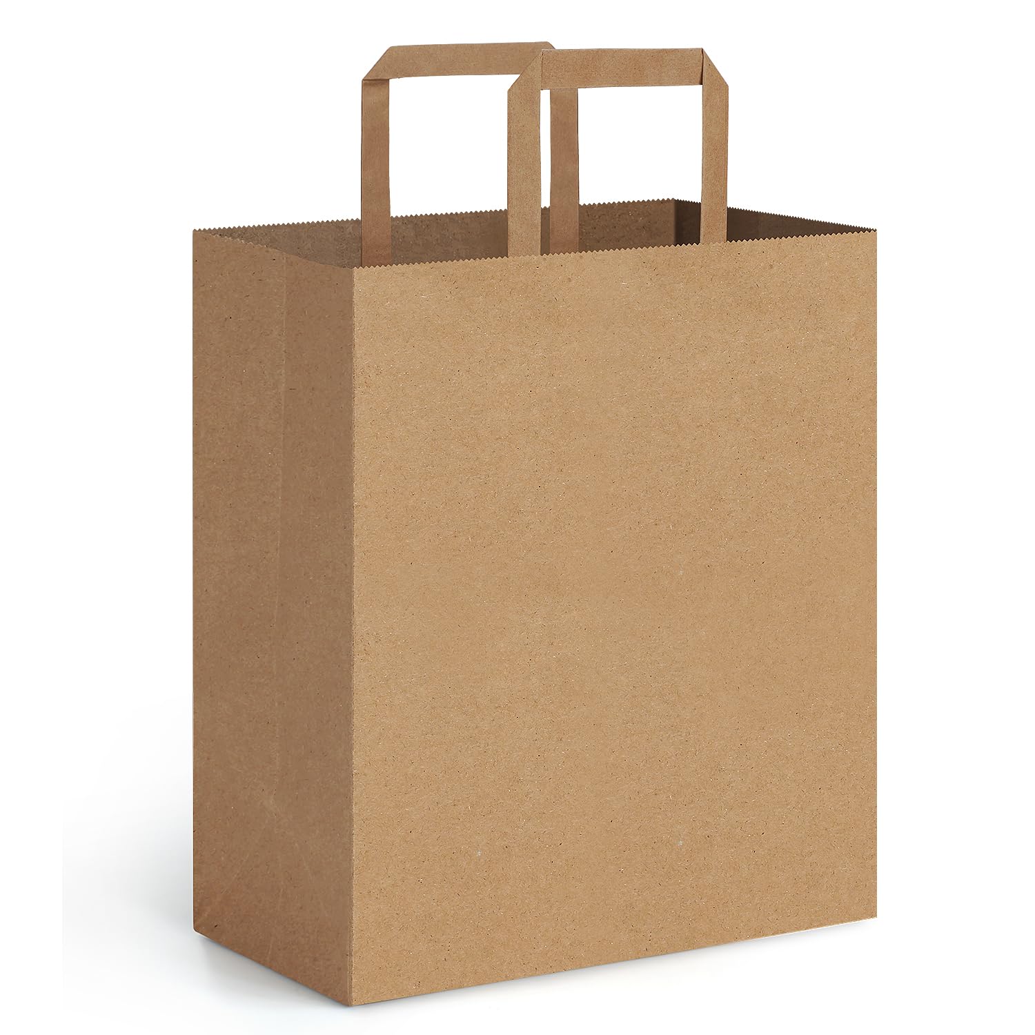 BagDream 50Pack 10x6.75x12 Kraft Brown Paper Bags with Handles Bulk, Gift Shopping Merchandise Retail To Go Bags for Takeout Containers, Flat Handles