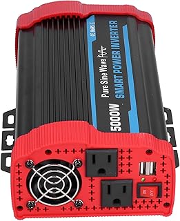 5000W Peak Power Inverter with Pure Sine, Aluminum Material for 12V Automotive, Travel, Vacation