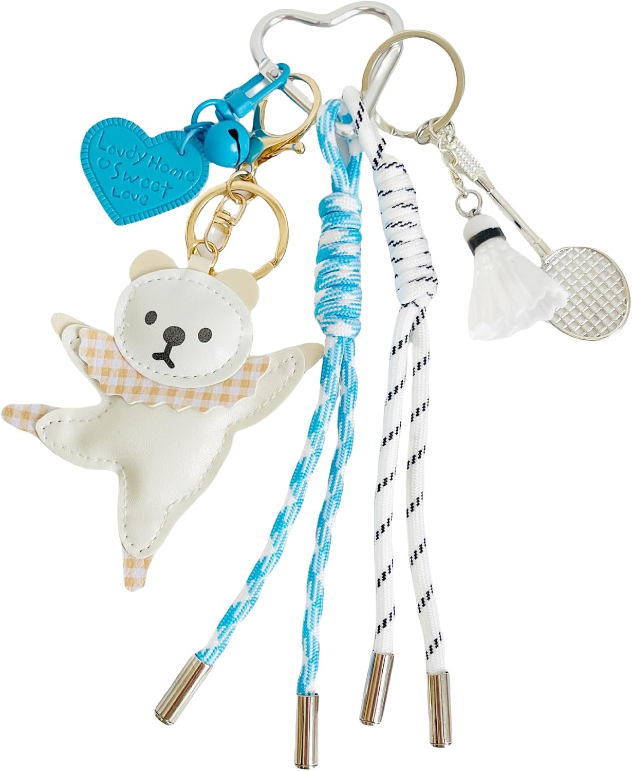 QTMY Cute Bear Braided Keychain Bag Charms for Handbag Purse Backpack Accessories Bogg Bag,493