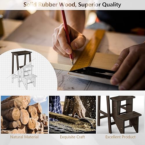 Miniatura 7 de Giantex Escalera de 3 escalones, escalera ligera 3 en 1 multifuncional con pedal reversible antideslizante, diseño de mango hueco, utilizada para