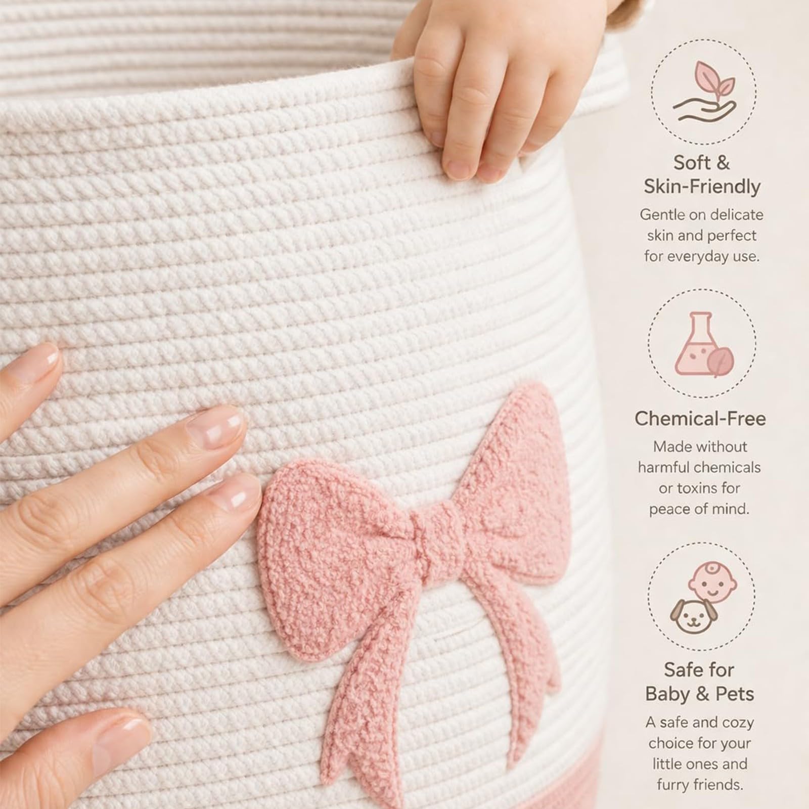 Cesto portaoggetti per giocattoli in corda di cotone intrecciato a mano, cestino per vestiti, pannolini, coperte, camera da letto, armadio