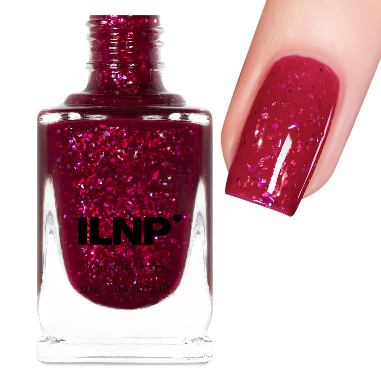 ILNP Curtain Call - Deep Magenta-Based Iridescent Flakie Shimmer Nail Polish