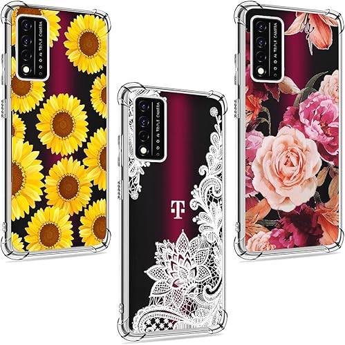 Miniatura 1 de Paquete de 3 fundas para T-Mobile Revvl V Plus 5G, absorción de golpes, antiarañazos, de poliuretano termoplástico suave, antiarañazos, para