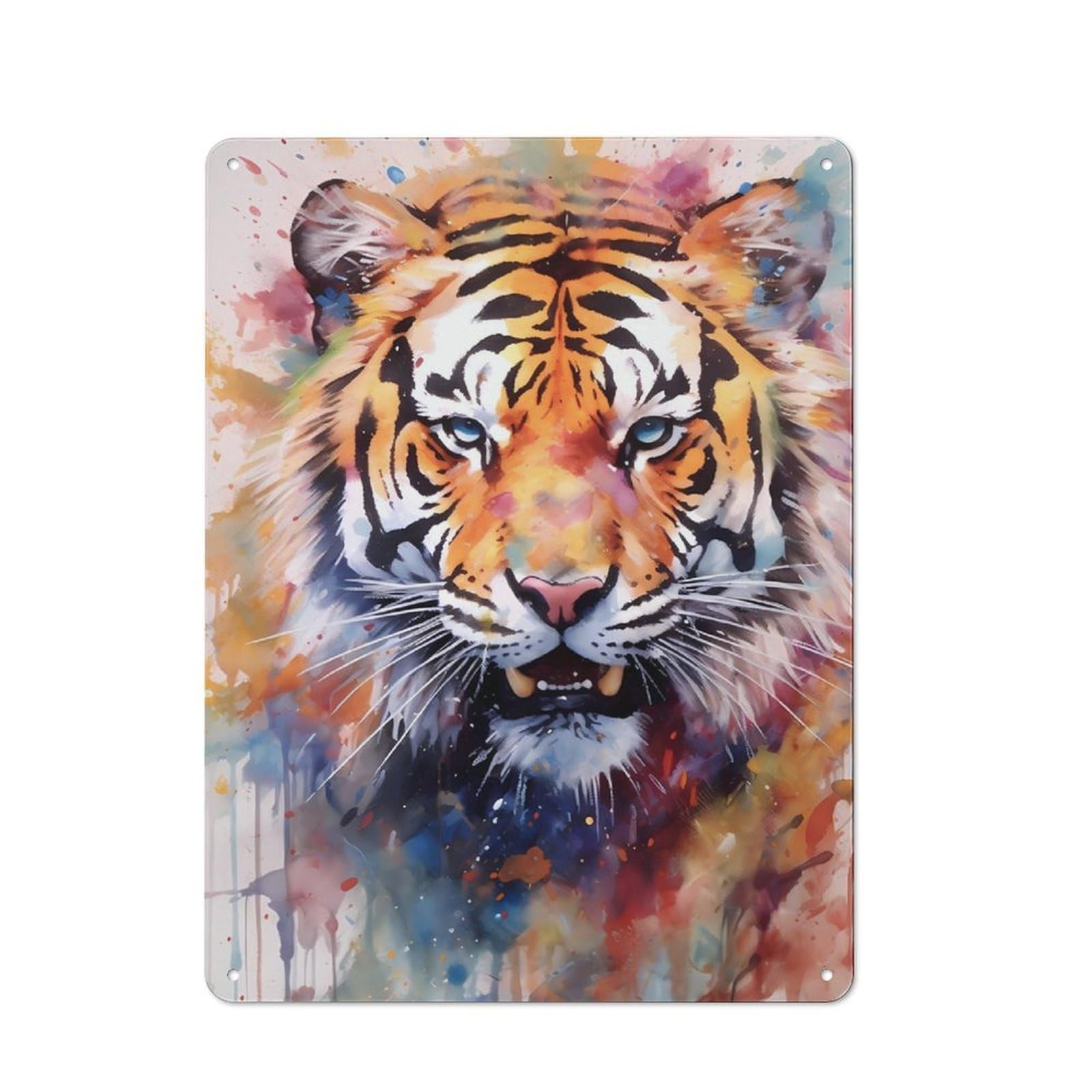 Junmoney Tiger Watercolor Vintage Metal Plaque 40X30cm For Dining Room Or Kitchen, For Home Decor Collectors Refreshing A Room In Autumn