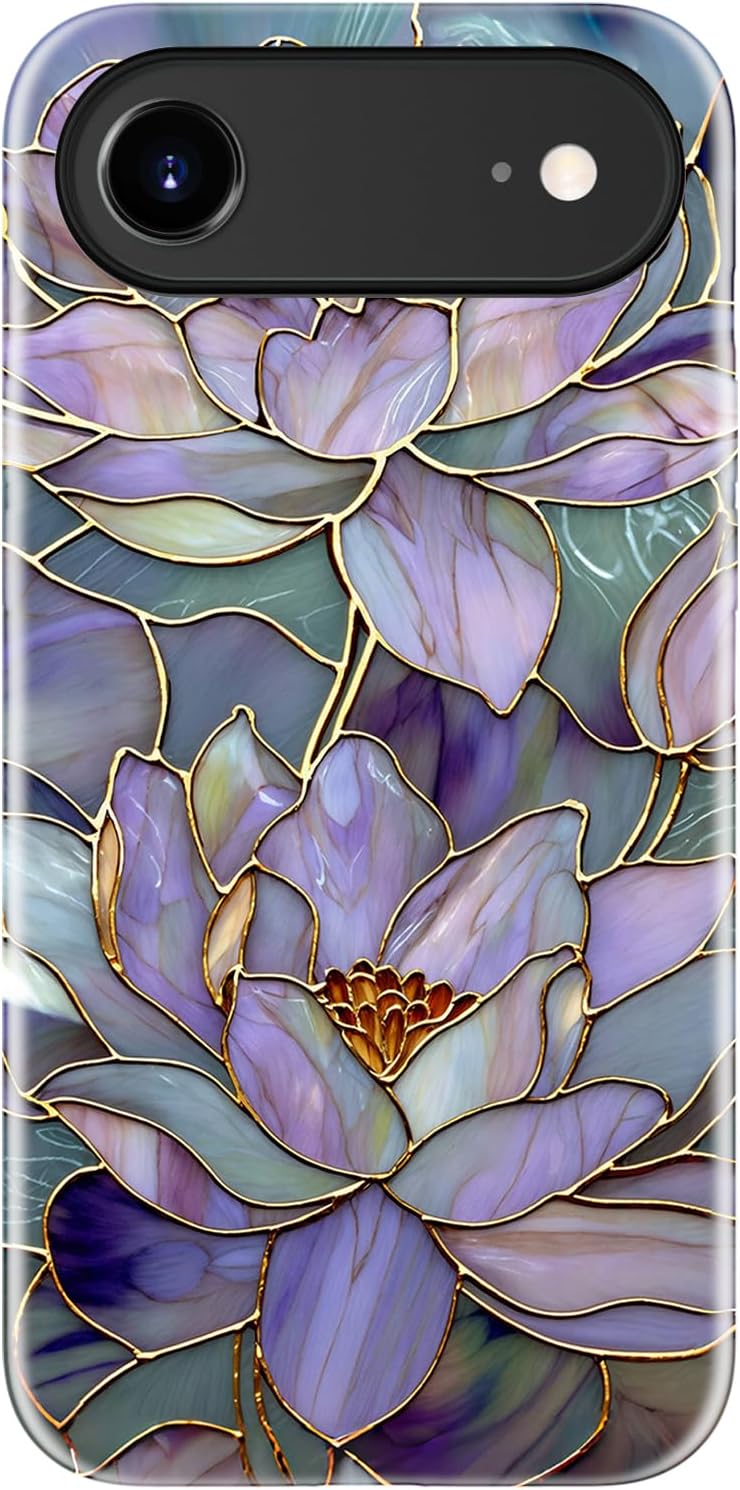 Goodon for iPhone Air Case Cute - Wireless Charging Compatible - Dual-Layer Hard Shell + Silicone Cover - Protective Phone Case with Trendy Designs for Women - Abstract Lotus