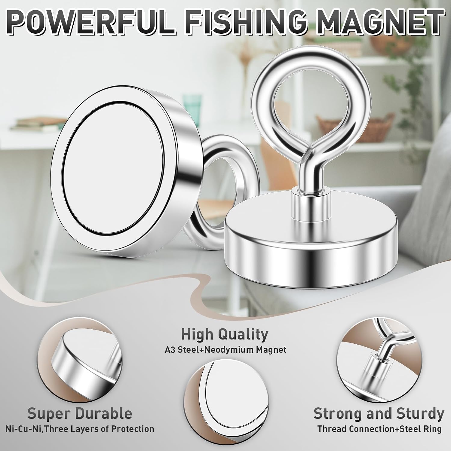 FINDMAG 150 LBS Fishing Magnet, 1.42 Inch Neodymium Pickup Magnet