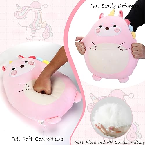 Miniatura 4 de Almohada de felpa de unicornio de 17.7 pulgadas, almohadas de unicornio para niñas, bonita almohada de peluche de unicornio, juguete de peluche