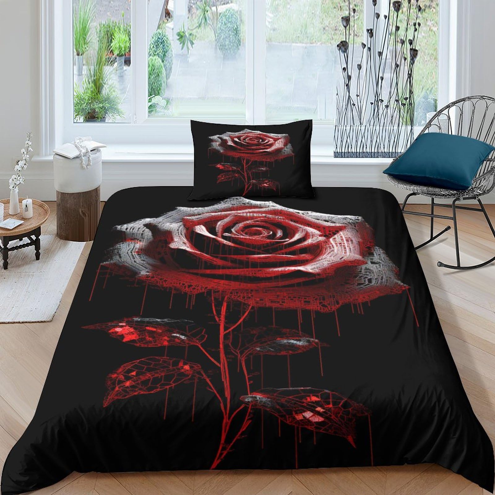 Parure de lit plantes 135x200cm pour chambre enfant et ado