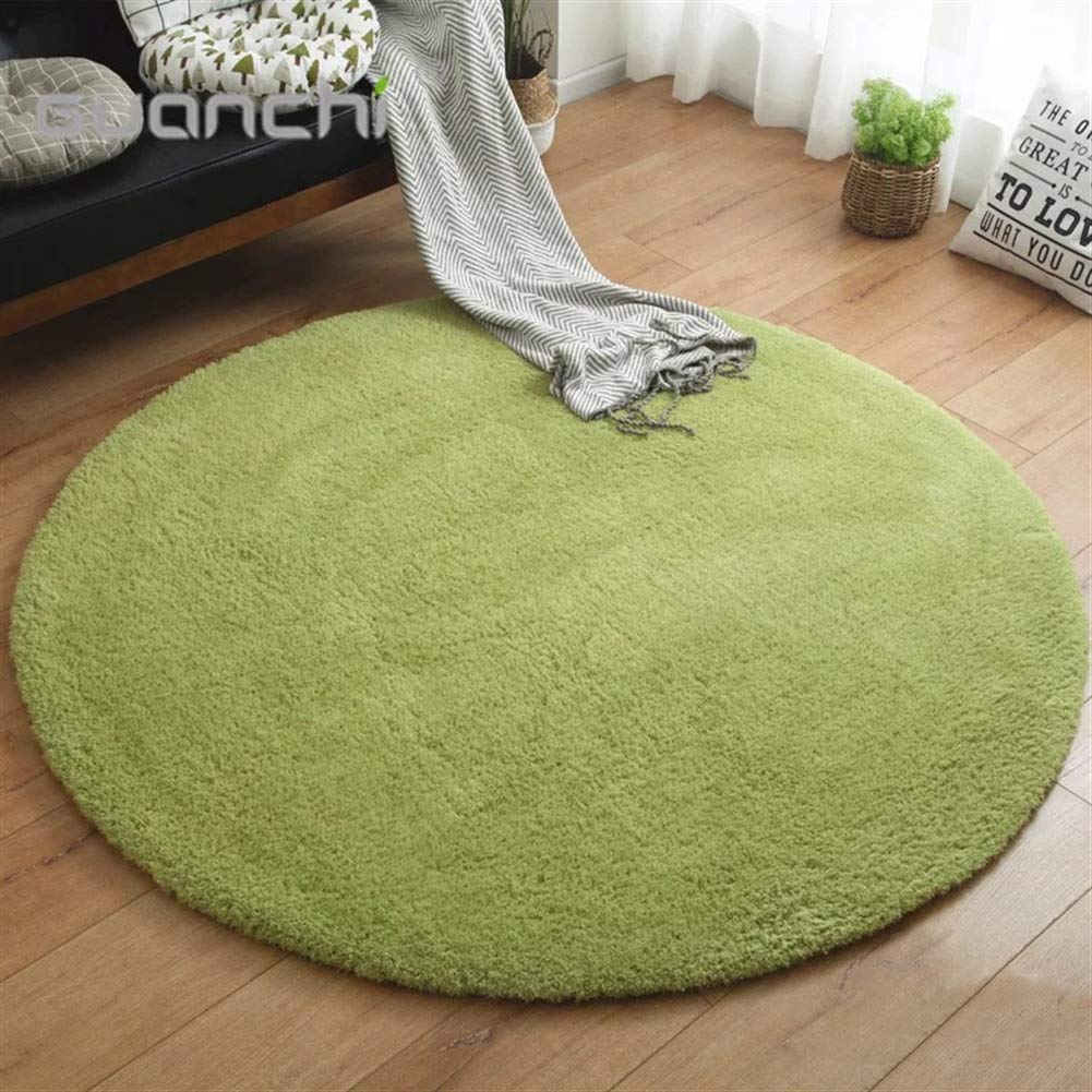 Tappeto Shaggy Rotondo Tappeti Soggiorno Pelo Lungo Antiscivolo Lavabili Moderni Moquette Ø 120 cm Verde