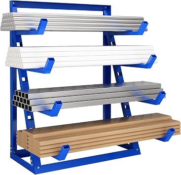 Heavy Duty Steel Horizontal Storage Rack with 4-Level Lumber Organizer Shelf Pipe Organizer Support Rack For Supermarket,Garage, Basement, Pantry, Workshop, 24L x 60-7/8H x 48-3/8W