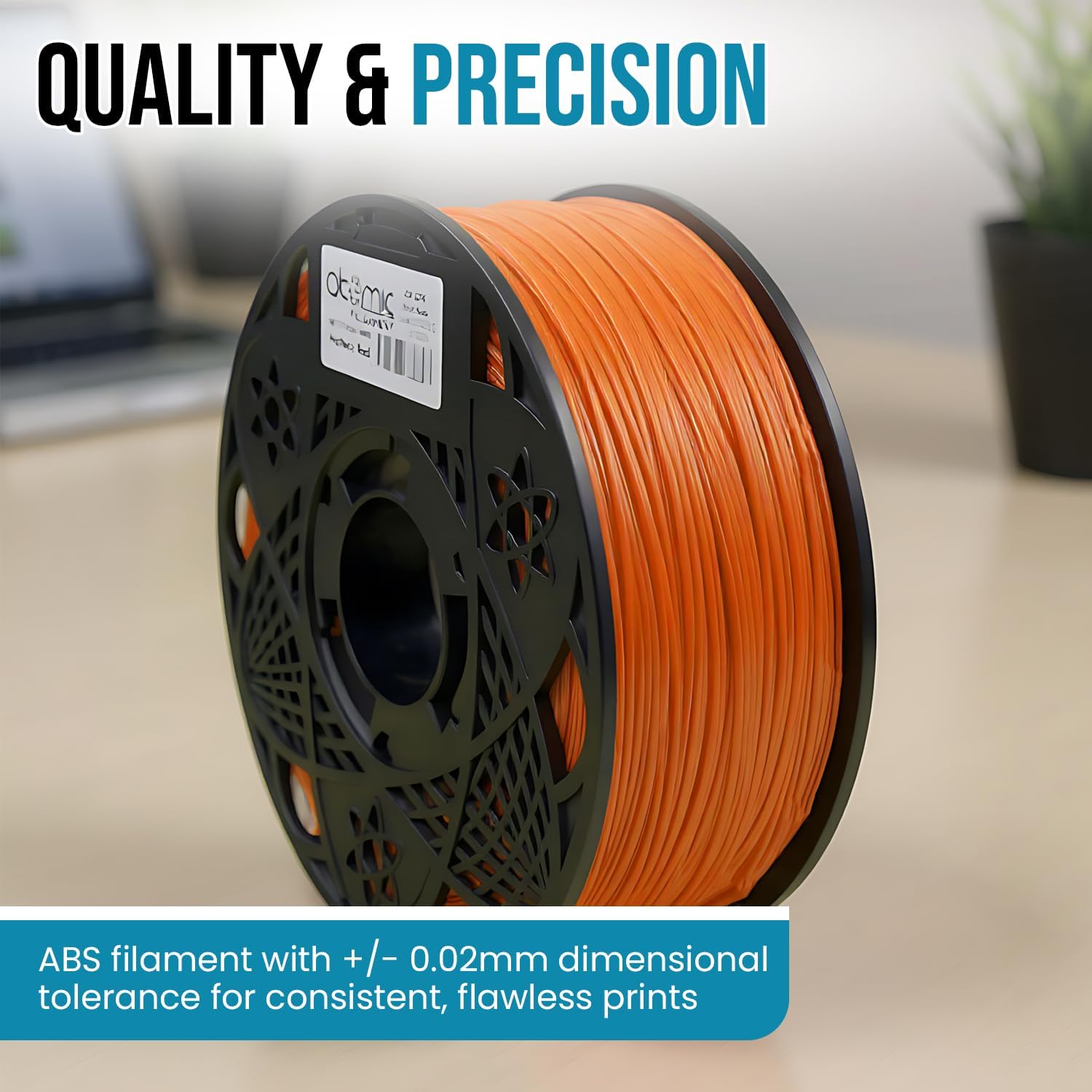 Atomic Filament Perfect Orange ABS Filament – 1.75mm, 1KG Spool, ±0.02mm Tolerance – AMS Compatible – Fits Most FDM 3D Printers